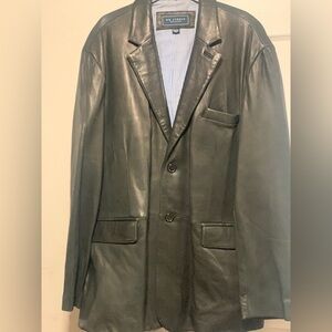 Men's Black Leather Blazer